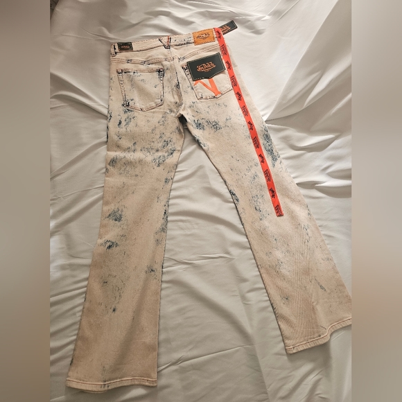 VON DUTCH PARIS Luke Denim Pants Men Pink Wash Distressed Streetwear Jeans Acid - Picture 7 of 9